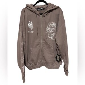 Darc Sport DragonBall Z Graphic Zip-Up Hoodie Pale Gray Large OS NWT